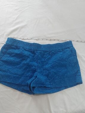 J. Crew Blue Textured Fabric Elastic-Waist Shorts. Size 12 . 100 % Cotton